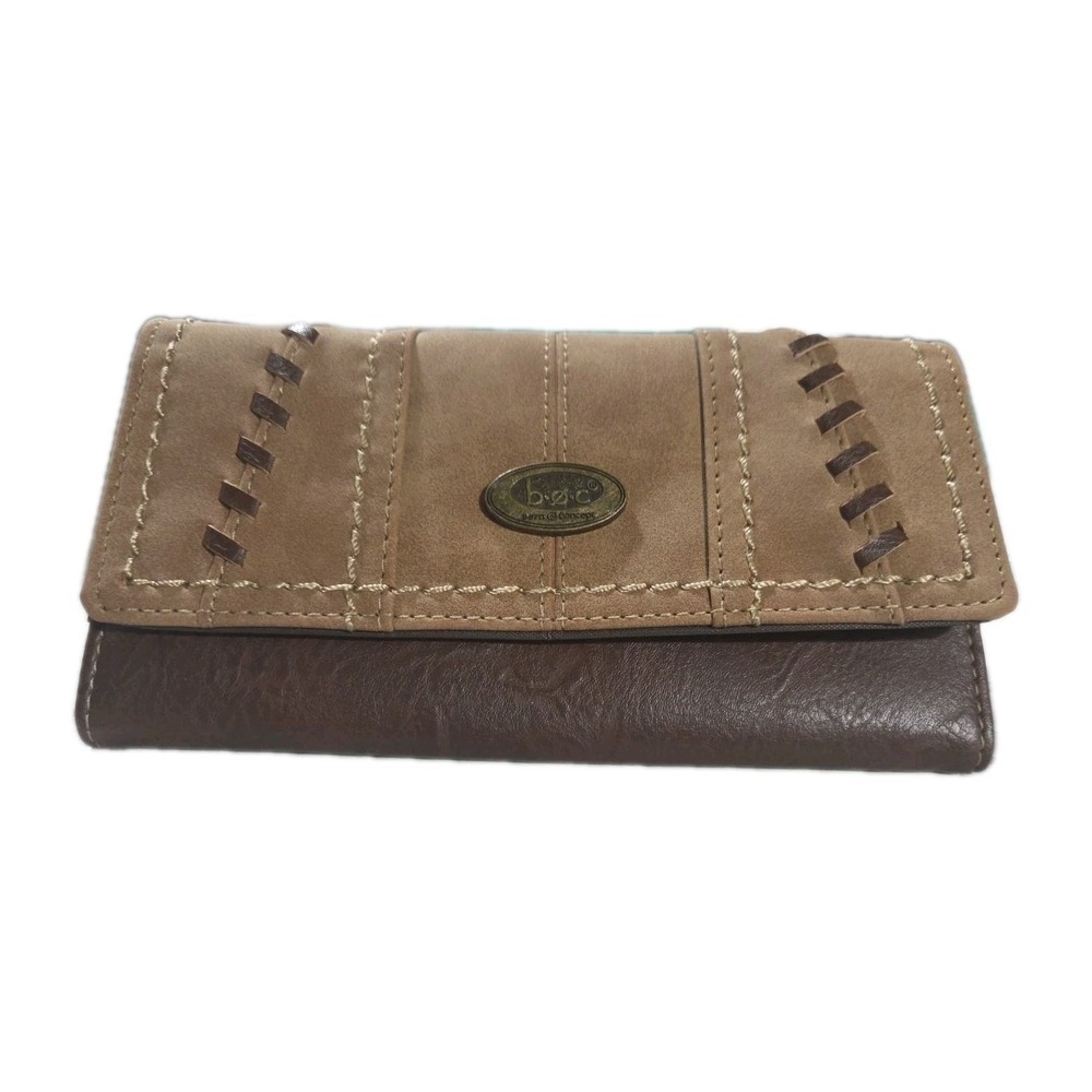 Born Concept RFID Faux Suede Wallet Brown Flap, Identity Scan Shield